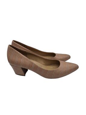 Naturalizer Beige Croc Embossed Faux Leather Pointed Toe Pumps SZ 8.5